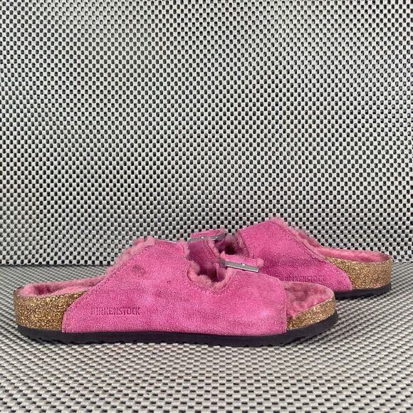 Birkenstock Arizona Shearling Sandals Womens 32 L1 Pink Leather Made In Germany - Picture 4 of 12